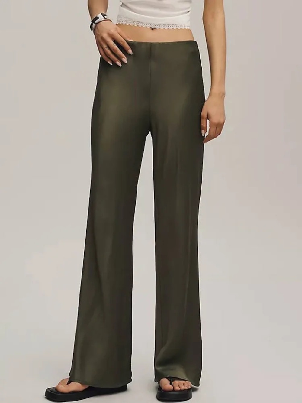 Anthropology, green satin pants